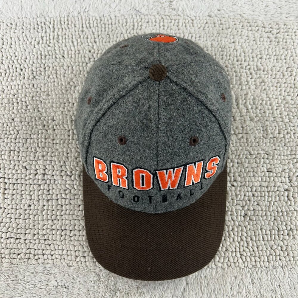 VINTAGE CLEVELAND BROWNS‎ STRAP BACK HAT OSFA HEATHER TWO TONE WOOL ANNCO - Picture 2 of 9